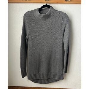 Duluth Trading Co Mock Neck Textured Knit Tunic Sweater Small Gray Long Sleeve